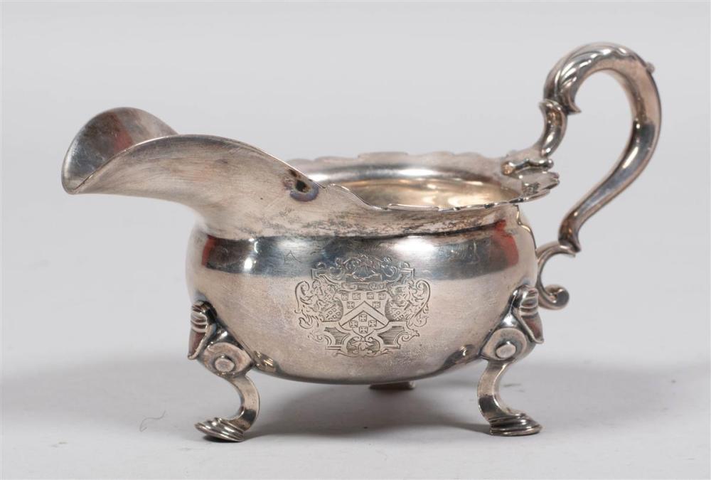 ENGLISH SILVER CRESTED SAUCE BOAT,