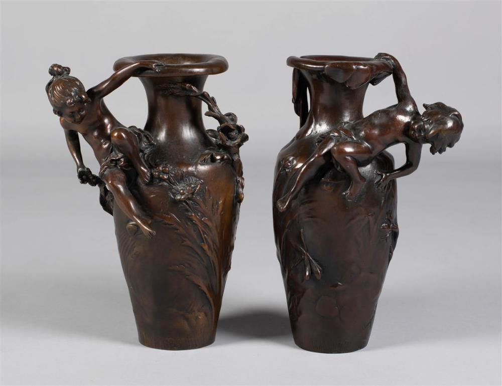 PAIR OF BRONZE VASES AFTER AUGUSTE