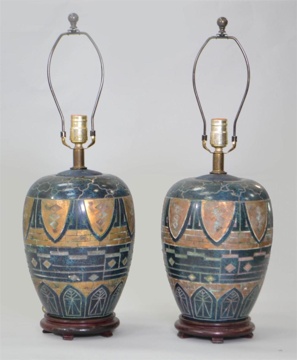 PAIR OF MODERN LAPIS GROUND CERAMIC