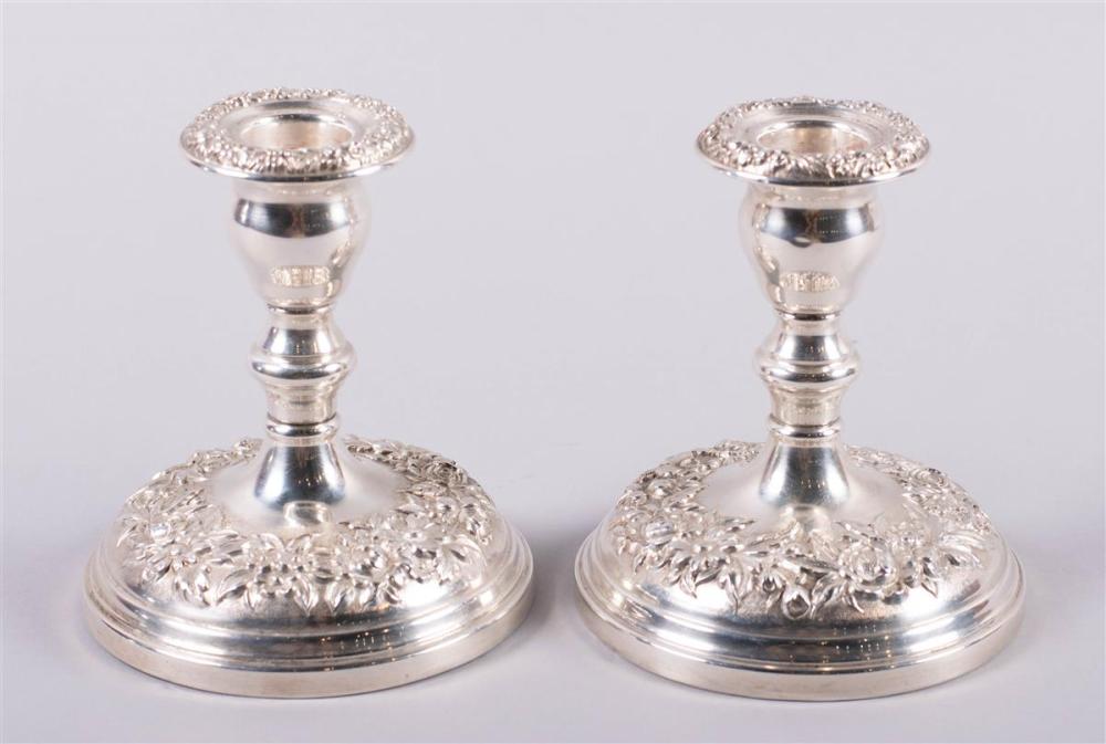 PAIR OF S. KIRK & SON SILVER WEIGHTED