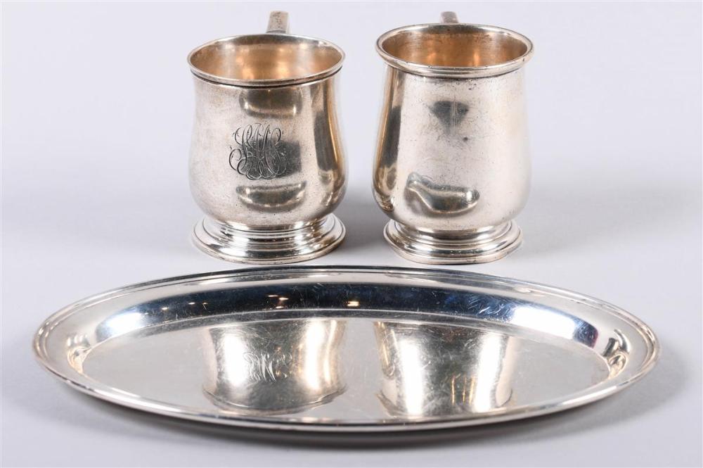 TWO AMERICAN SILVER SMALL TANKARDS