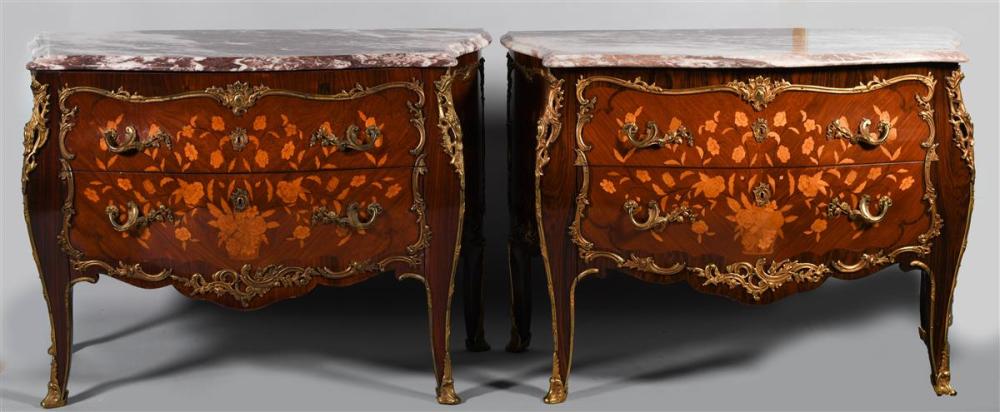 PAIR OF LOUIS XV STYLE INLAID MARBLE 33b9ab