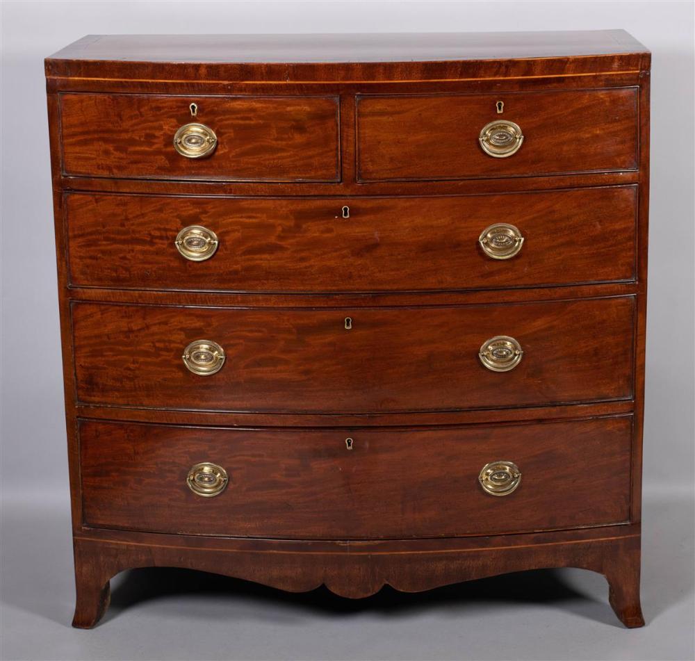 LATE REGENCY INLAID BOWFRONT CHEST