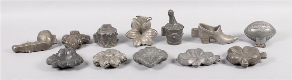 AMERICAN VINTAGE PEWTER ICE CREAM MOLDS,