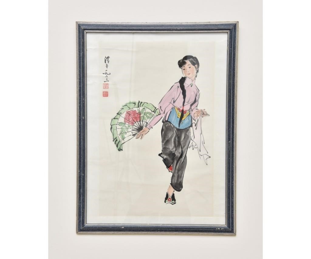 Chinese watercolor of a young woman  339325