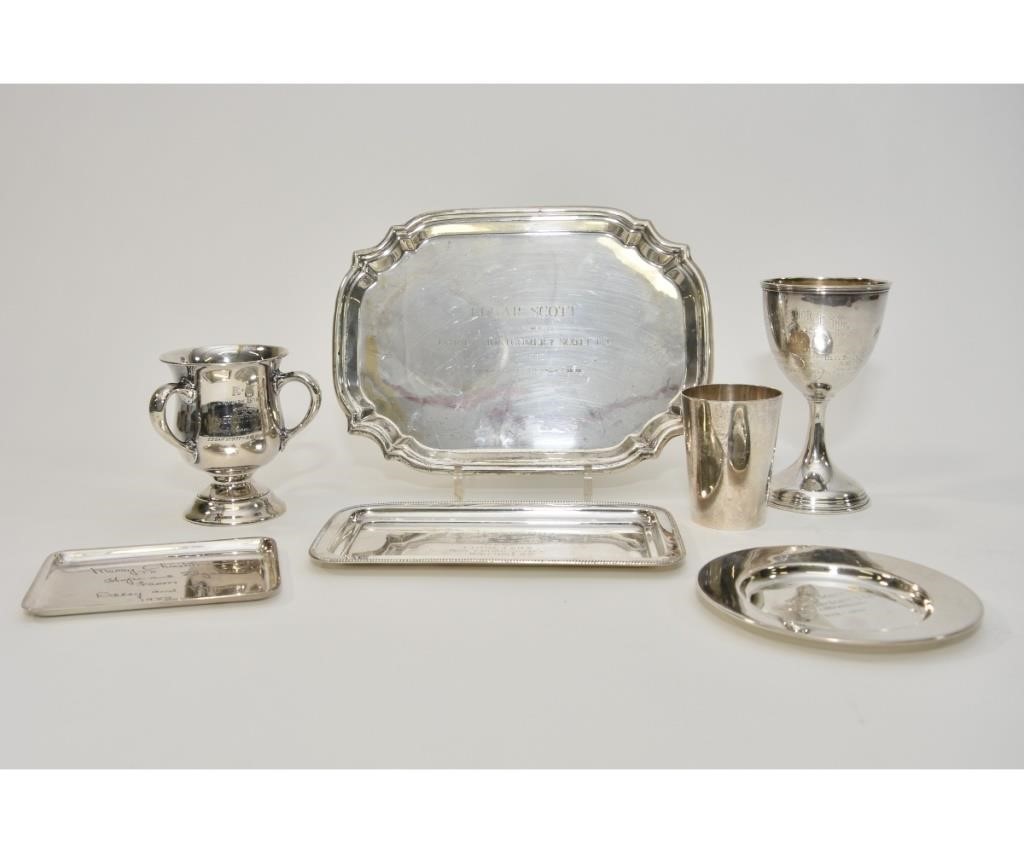 Sterling silver trophy trays etc  33934c