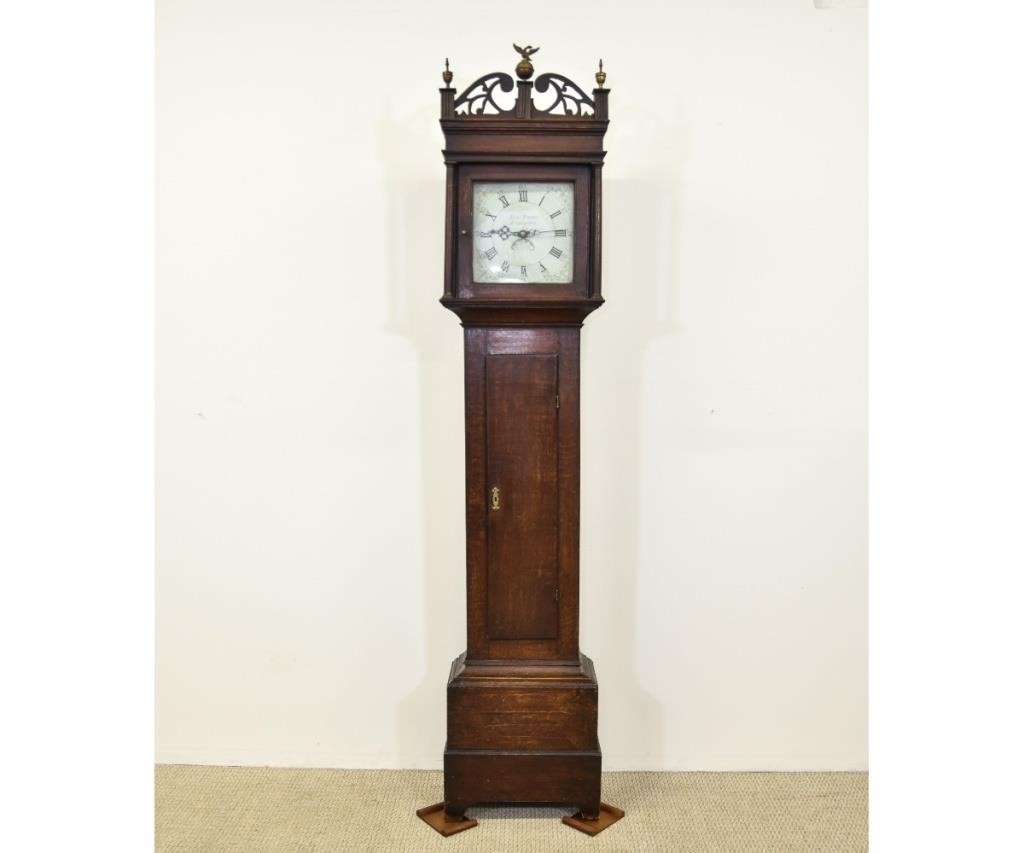 English oak tall case clock the dial