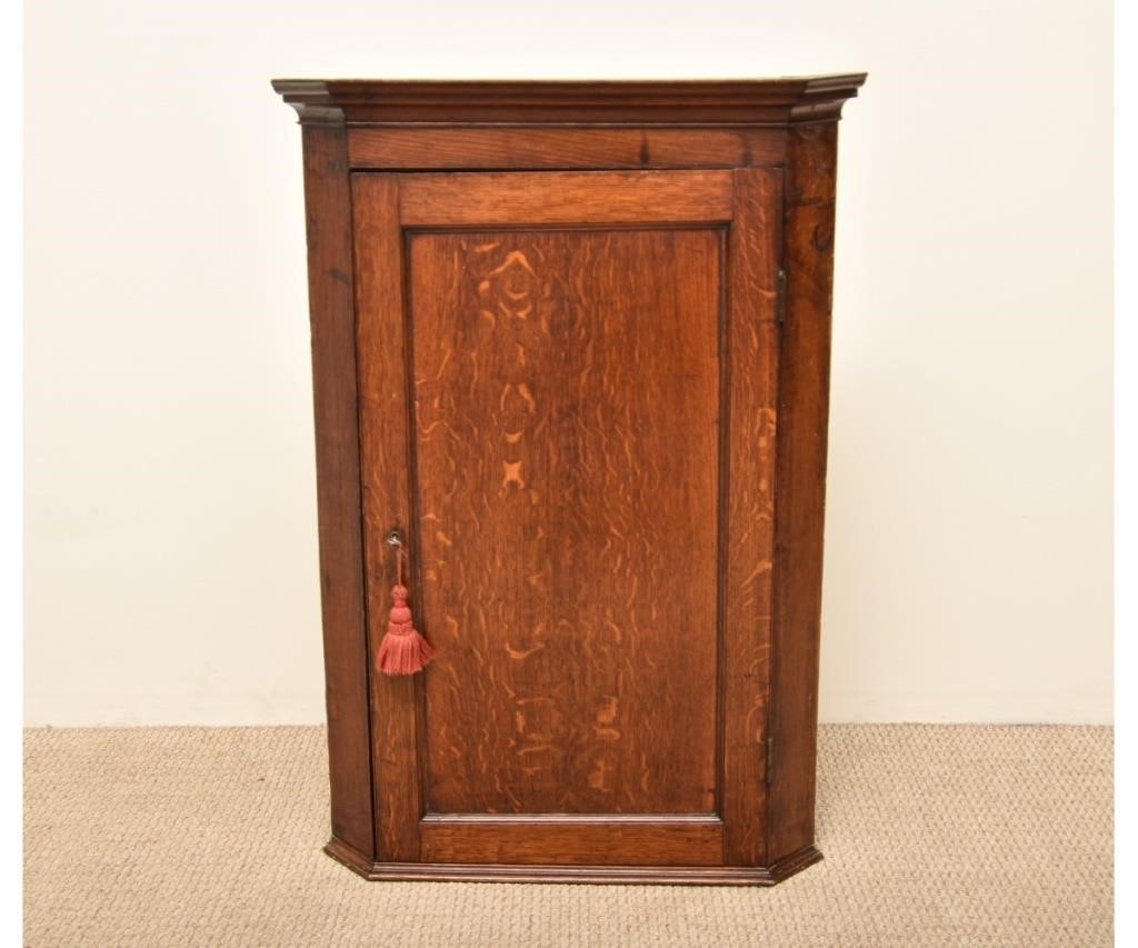 English oak corner cupboard, 19th