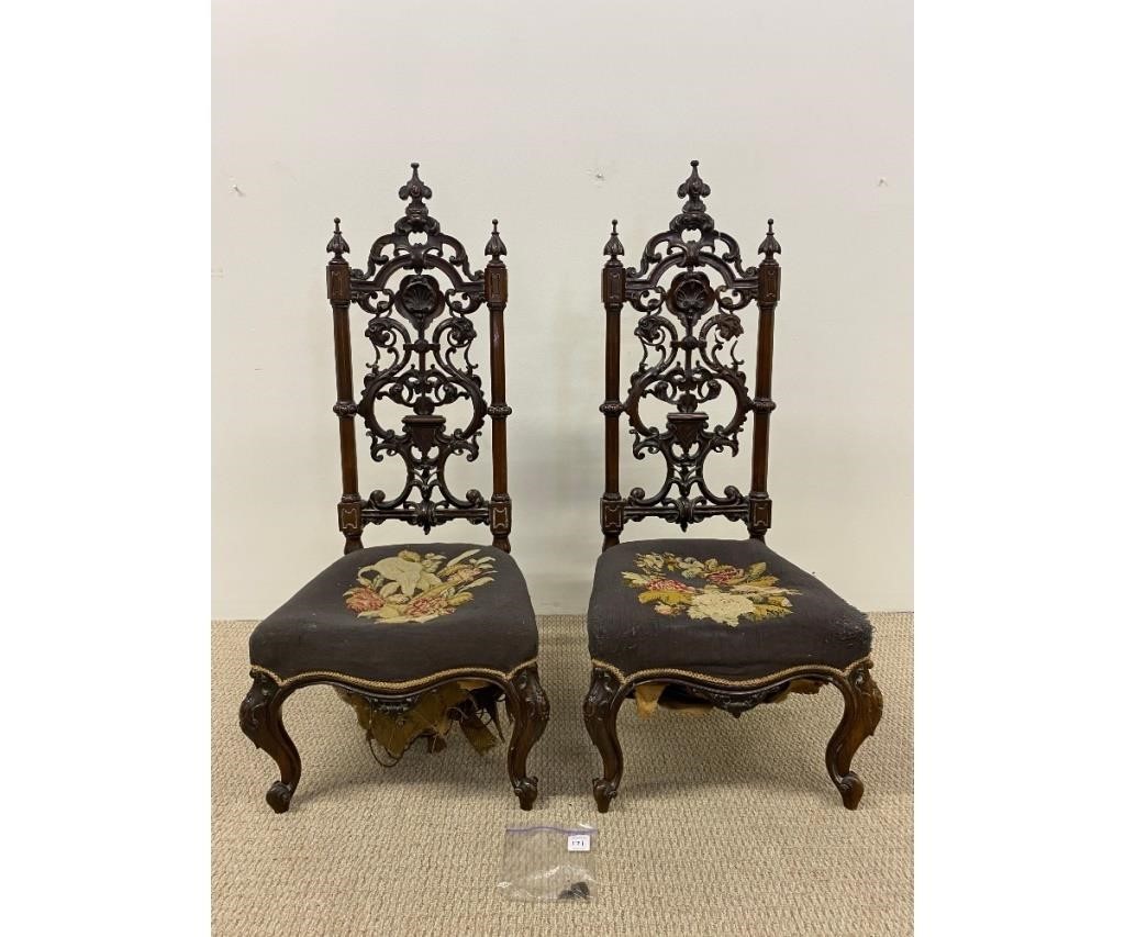 Pair of Victorian side chairs each with