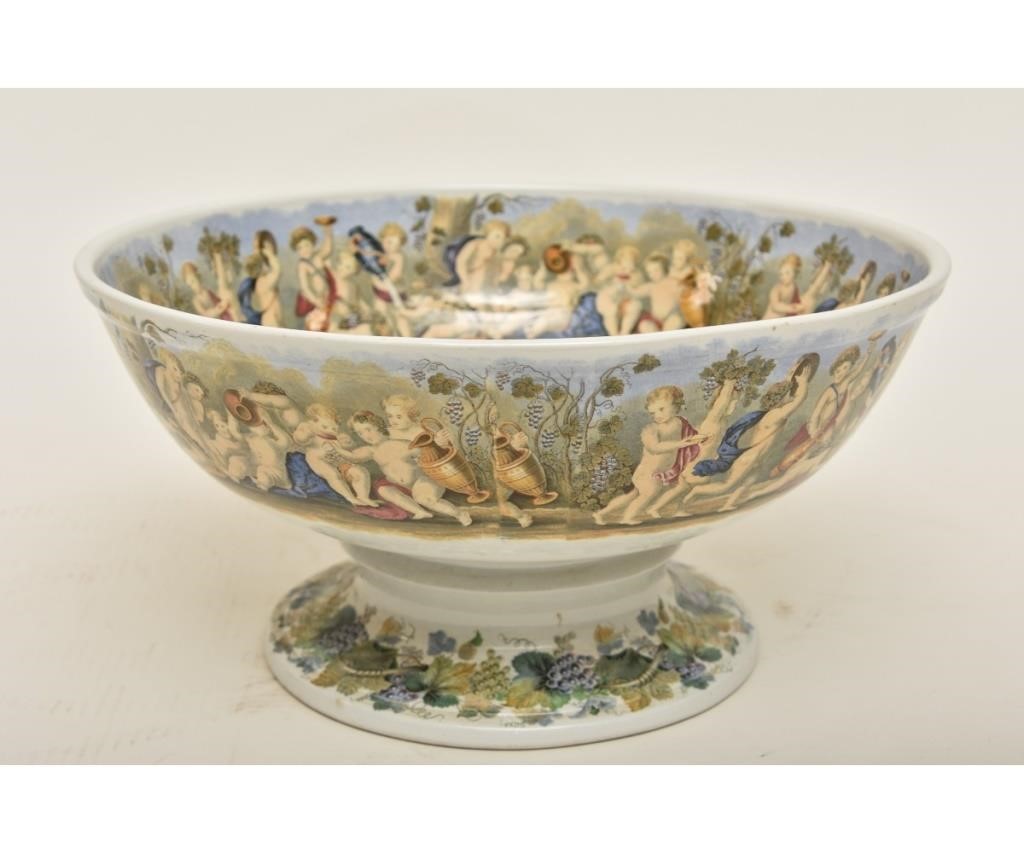 English porcelain punch bowl 19th 3393a1