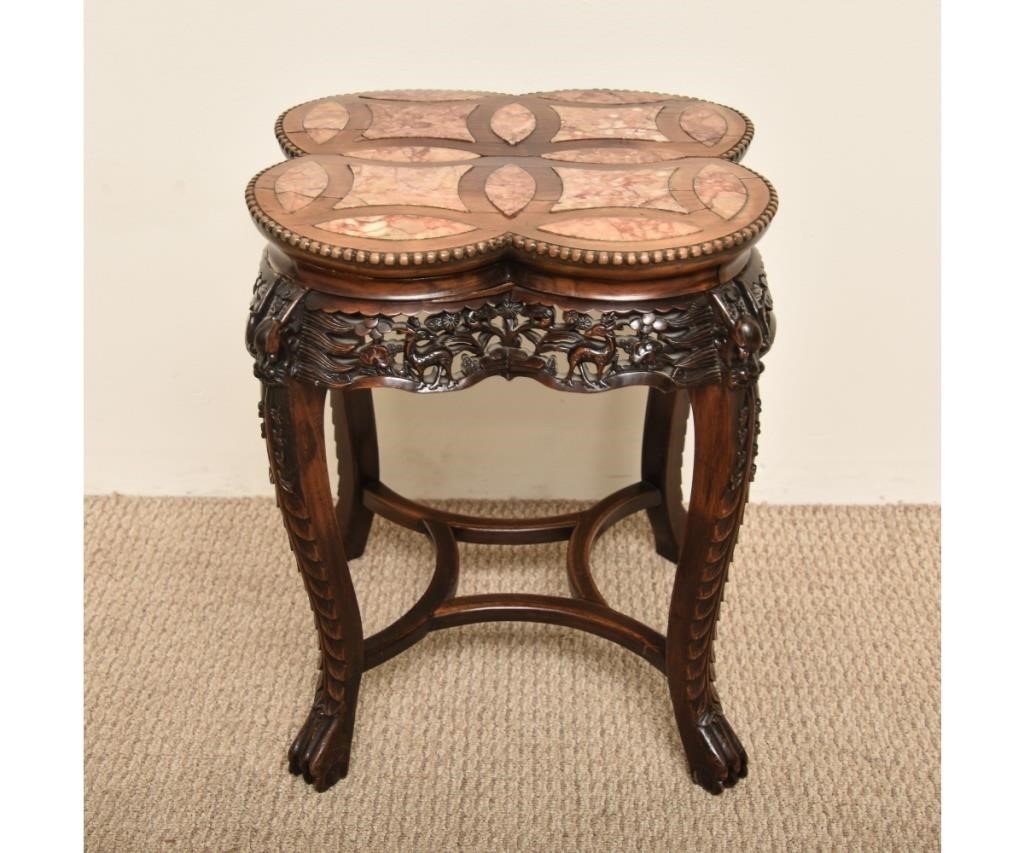 Asian carved marble top table  339398