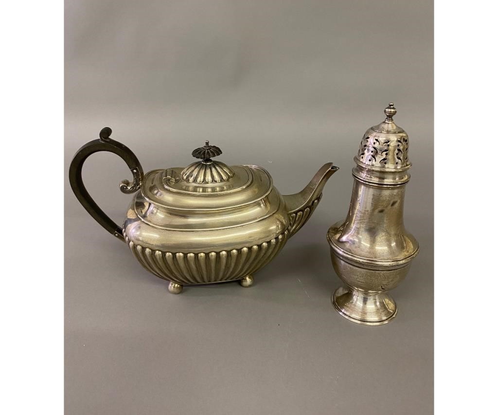 English silver teapot, hallmarked, with