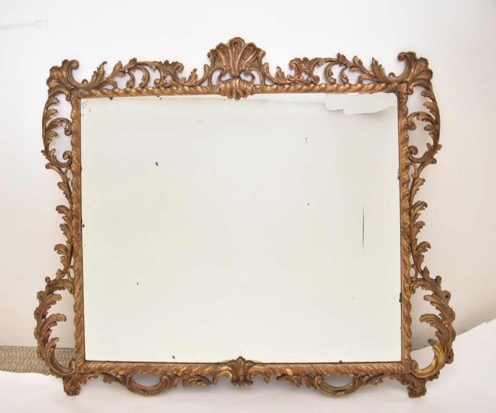 Large gilt carved mirror with plywood