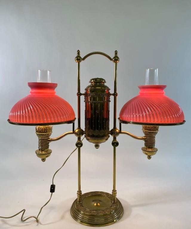 Brass double student lamp of nautical