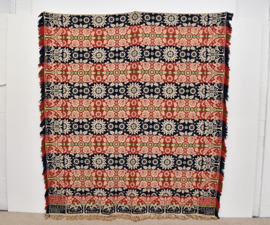 Colorful jaquard coverlet in red  33940e