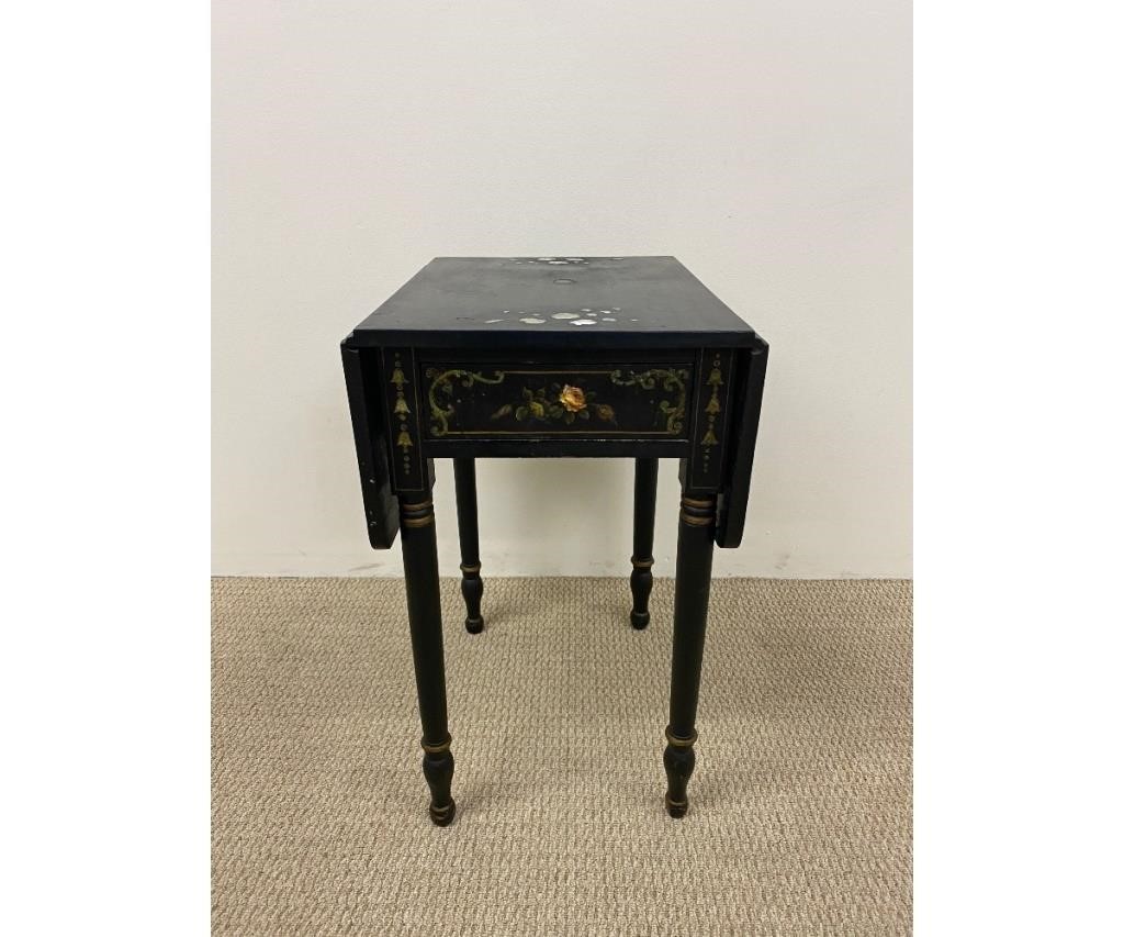 Sheraton black drop leaf end table 339414