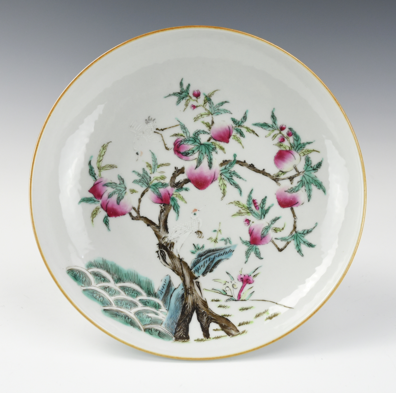 CHINESE FAMILLE ROSE PEACH PLATE 33946b