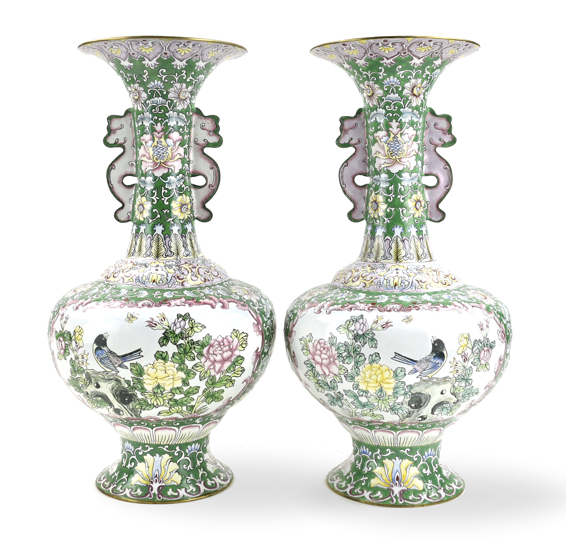 PAIR OF CANTON ENAMEL VASE pair