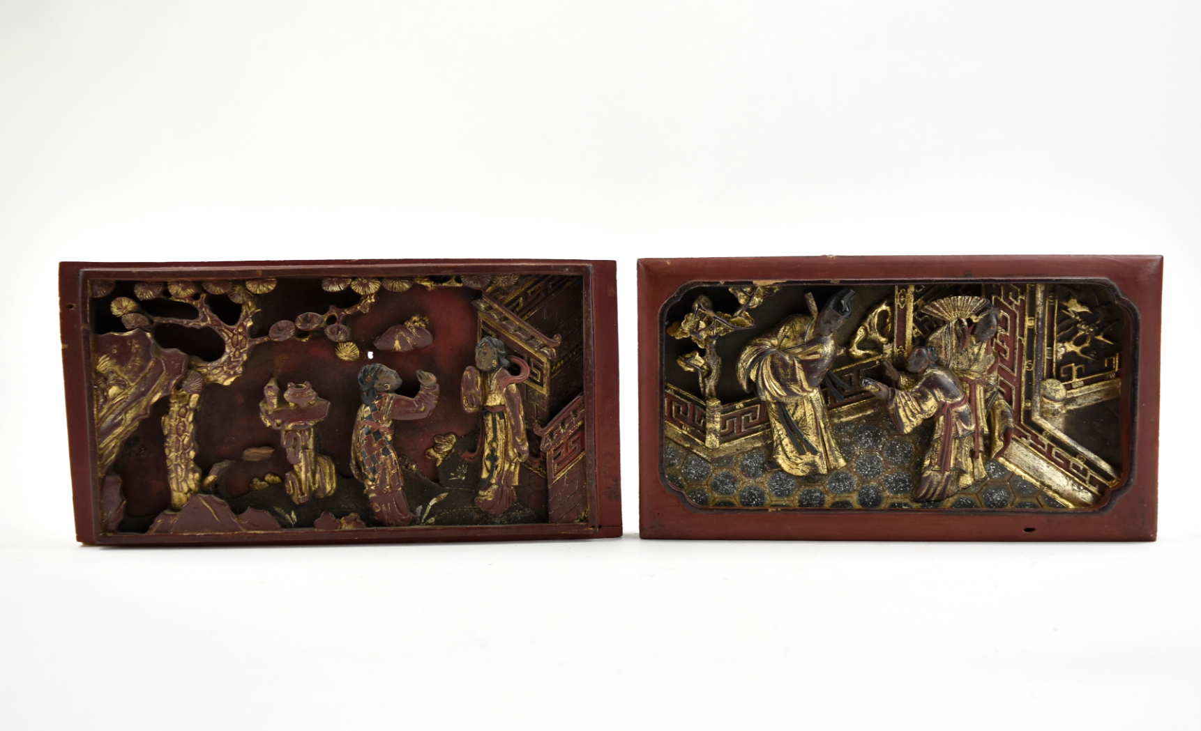 PAIR OF  CHINESE LACQUERED WOOD