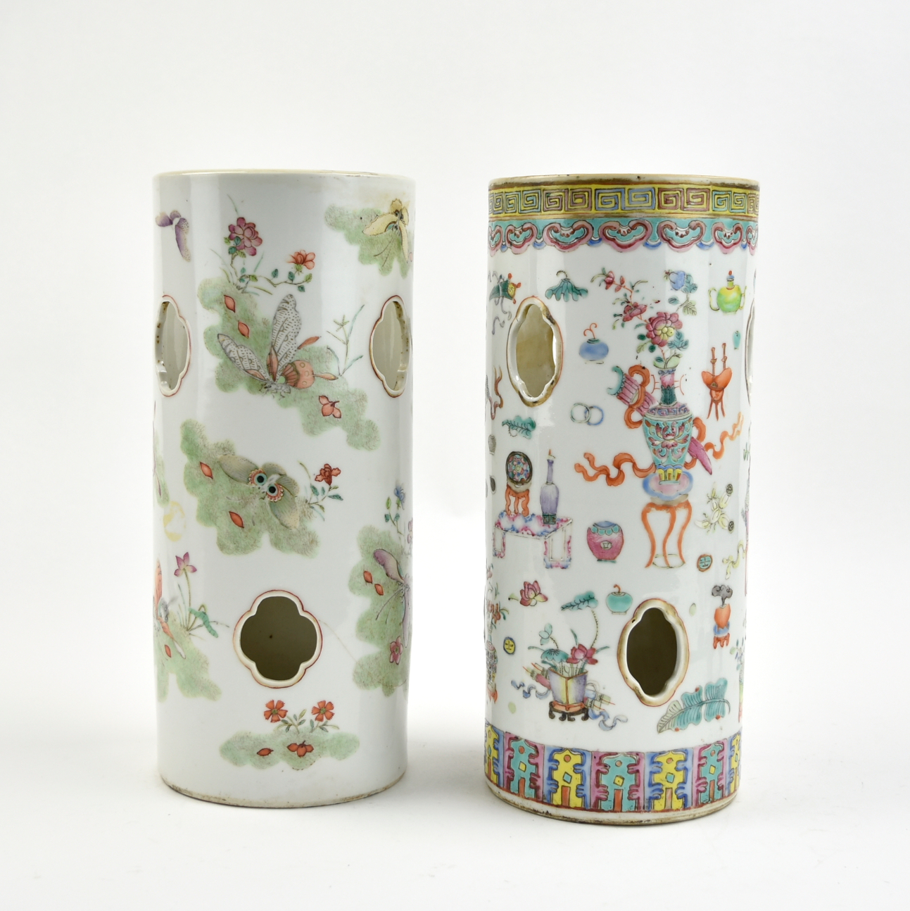 TWO CHINESE FAMILLE ROSE HAT VASES  3394c0