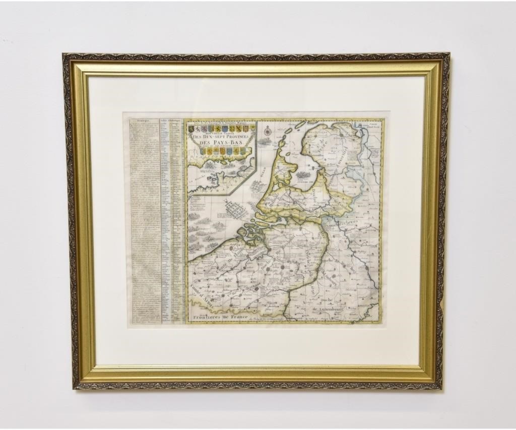 Framed and matted French map dated 3394ed