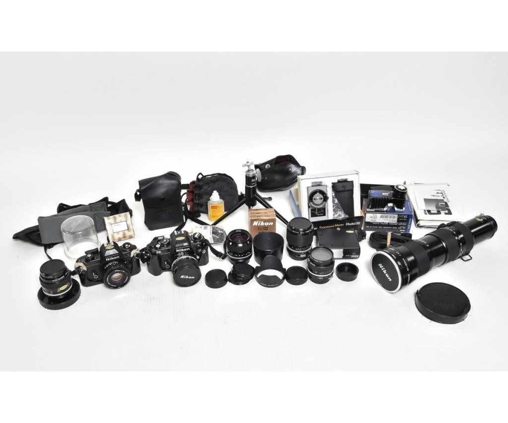 Nikon vintage cameras EM FA and 339509