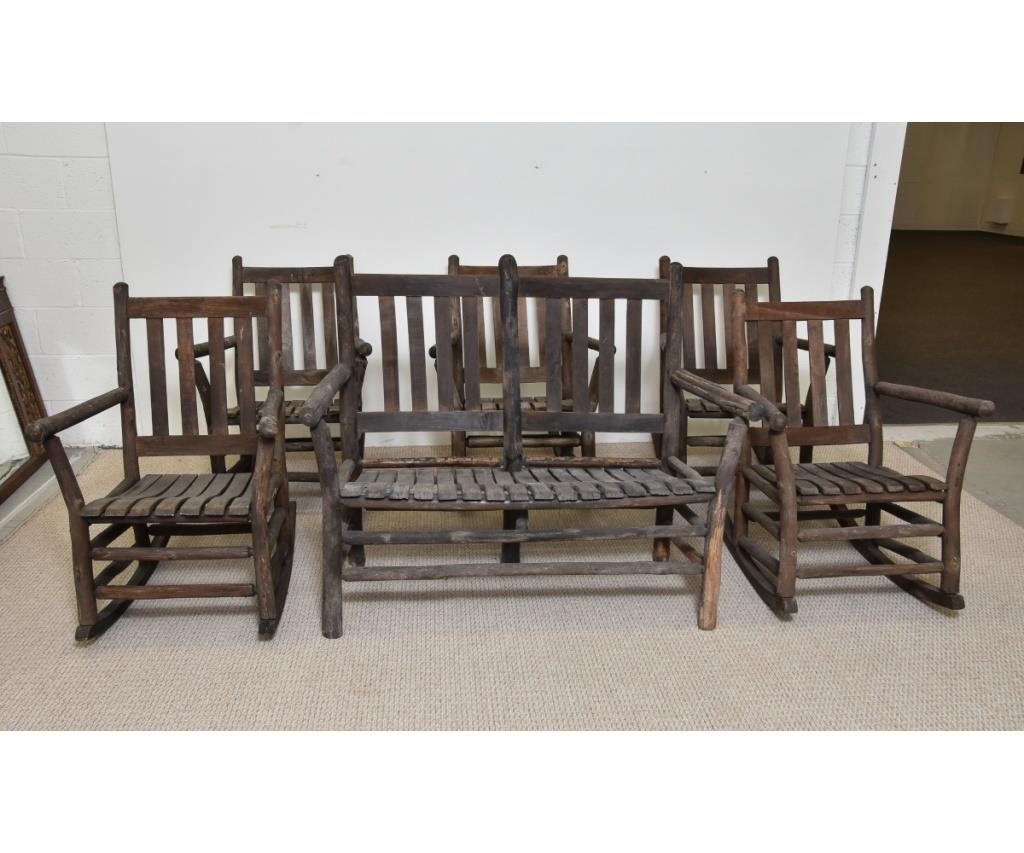 Set of five Adirondack style wood 33951a