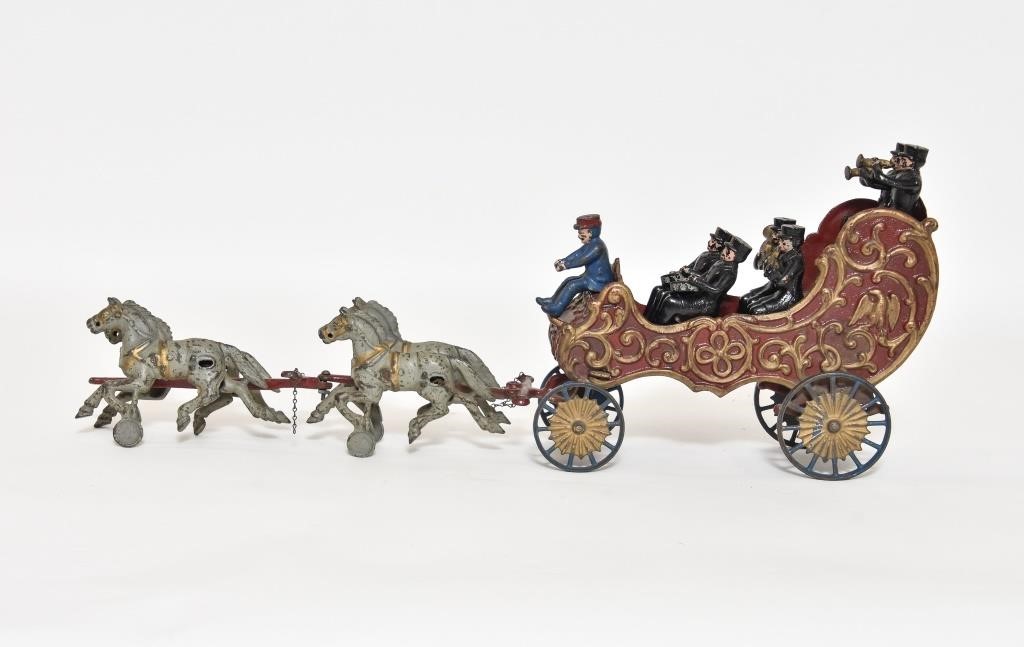 Hubley cast iron horse drawn bandwagon 9 h 339554