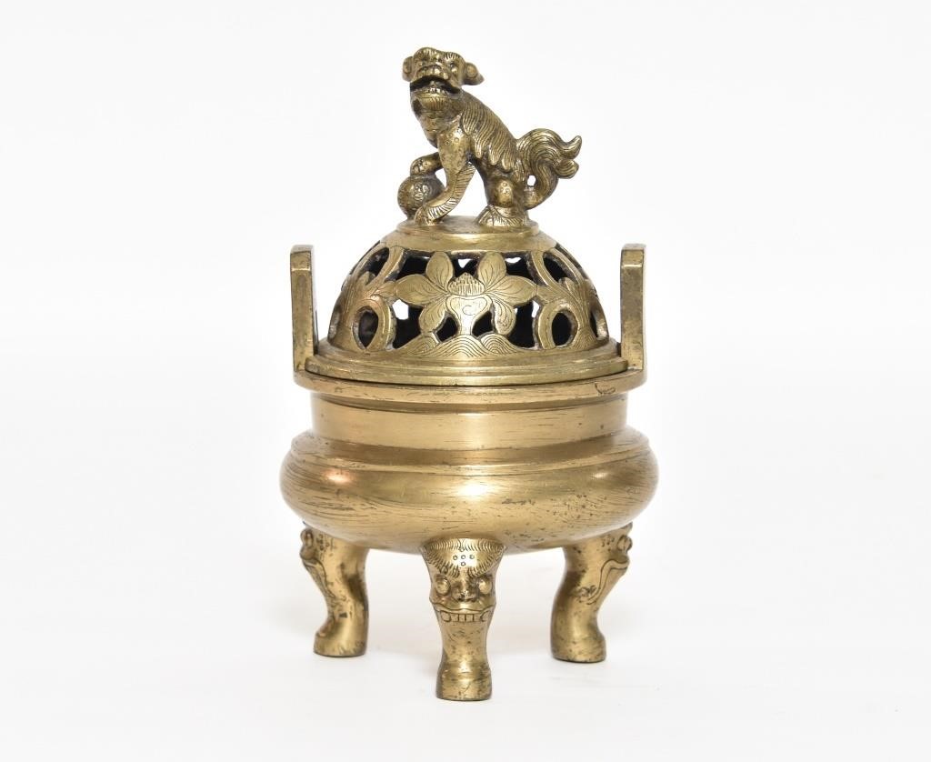 Asian bronze incense burner with