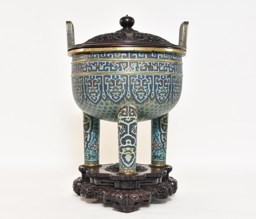 Rare large Chinese cloisonn ritual 33955a