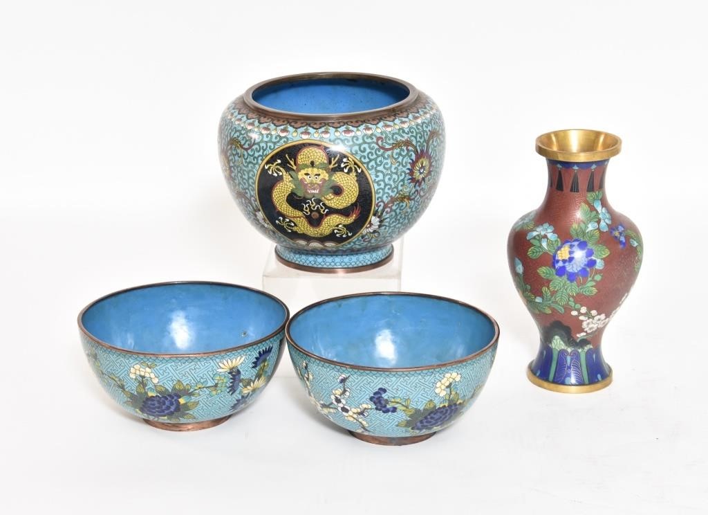 Pair of matching Asian cloisonné bowls