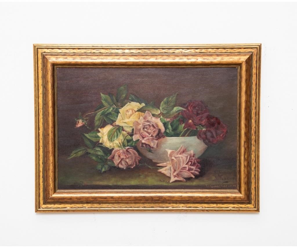 Oil on canvas still life of roses  33959e