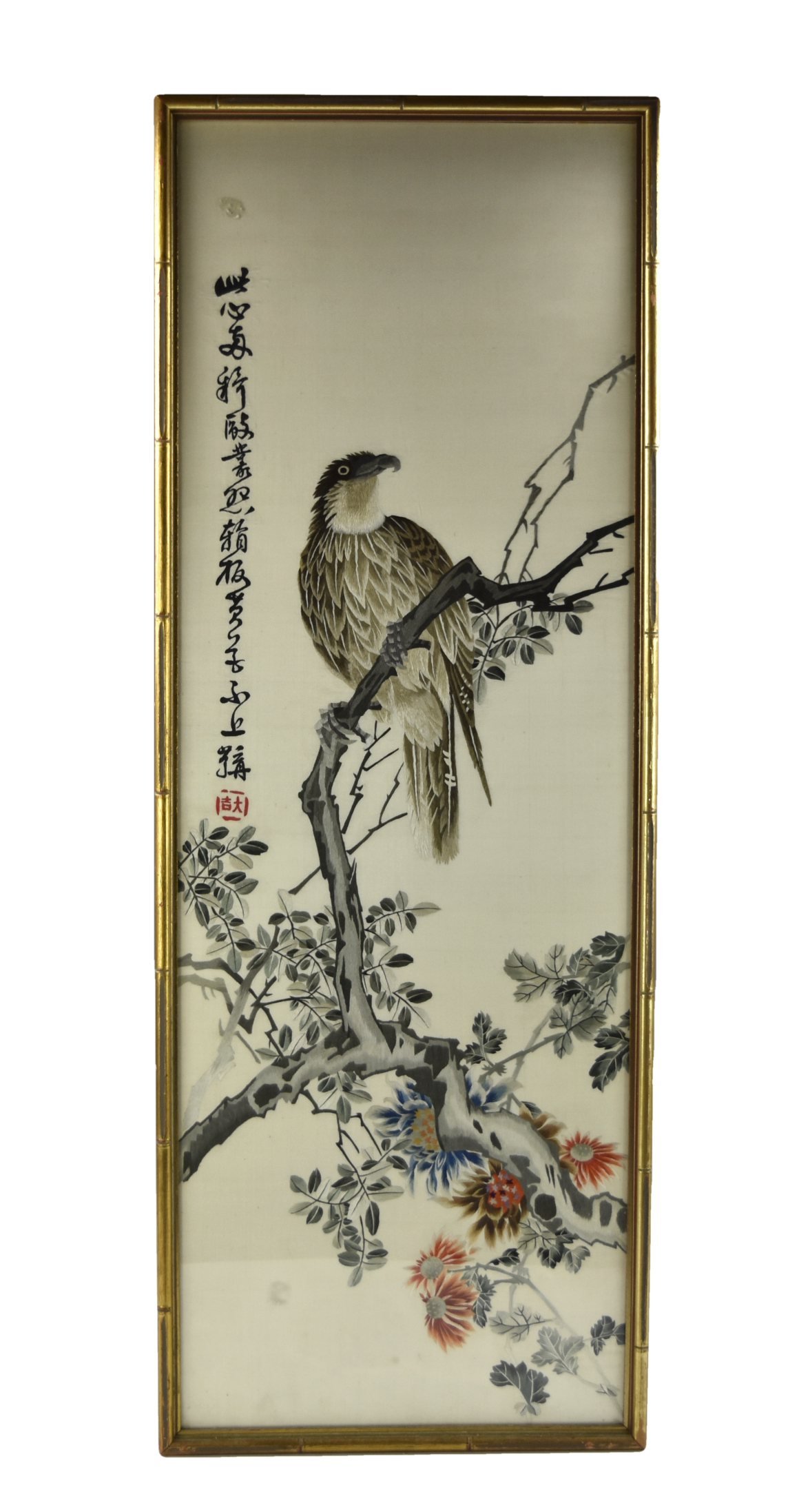 CHINESE EMBROIDERY ON SILK OF BIRD 3395a2