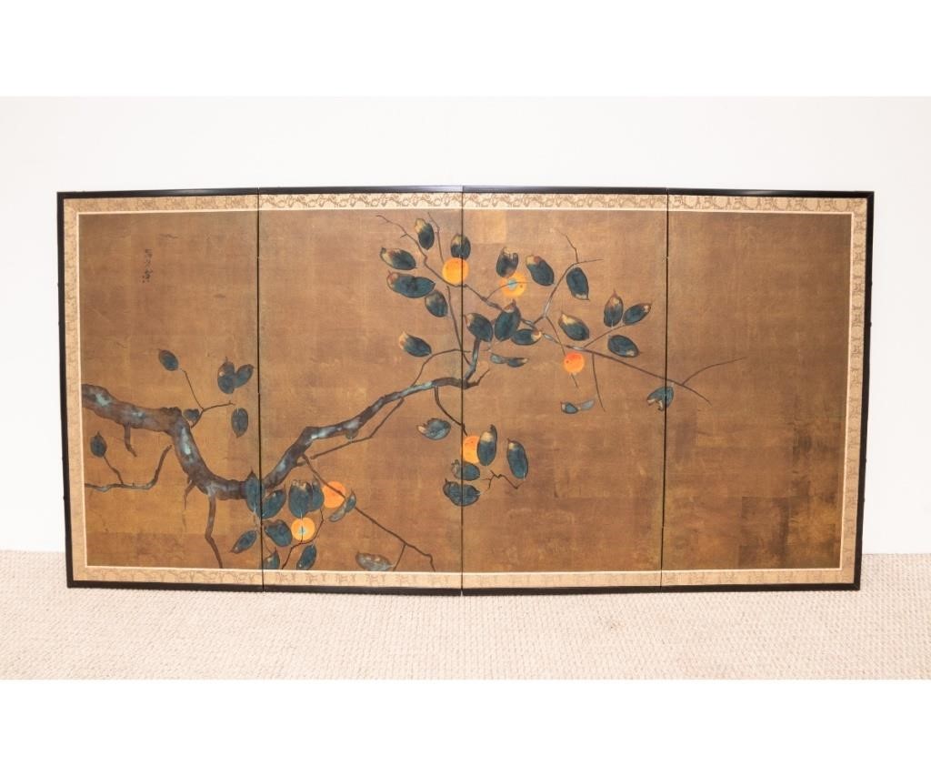 Two Japanese four panel screens 3395a3