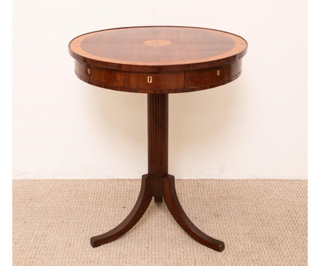 Georgian inlaid mahogany drum table  3395b5
