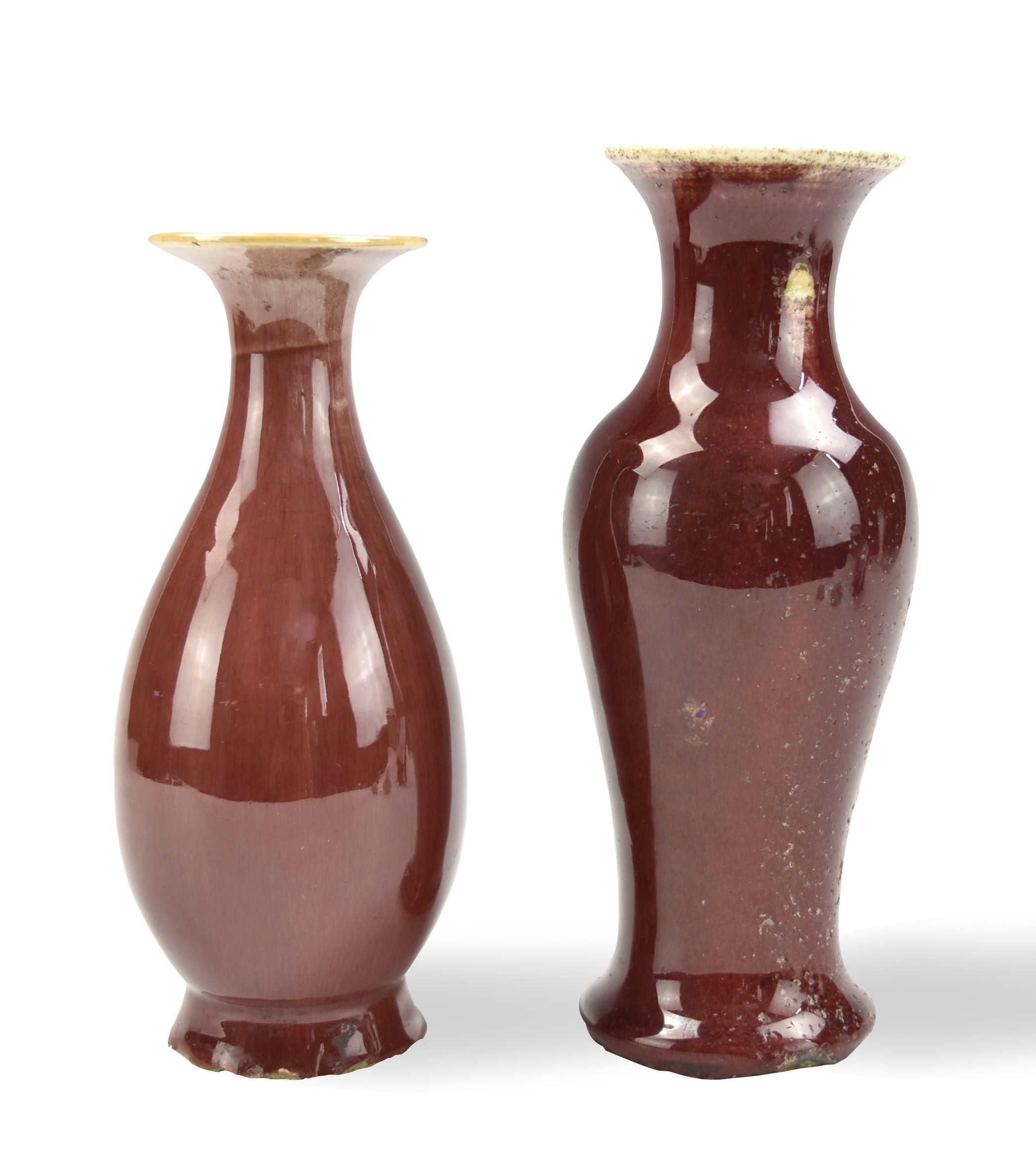 TWO CHINESE RED GLAZED VASES 19TH 3395d7