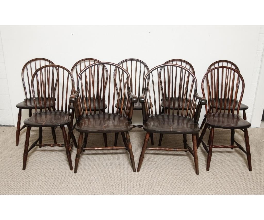 Set of nine Windsor style chairs