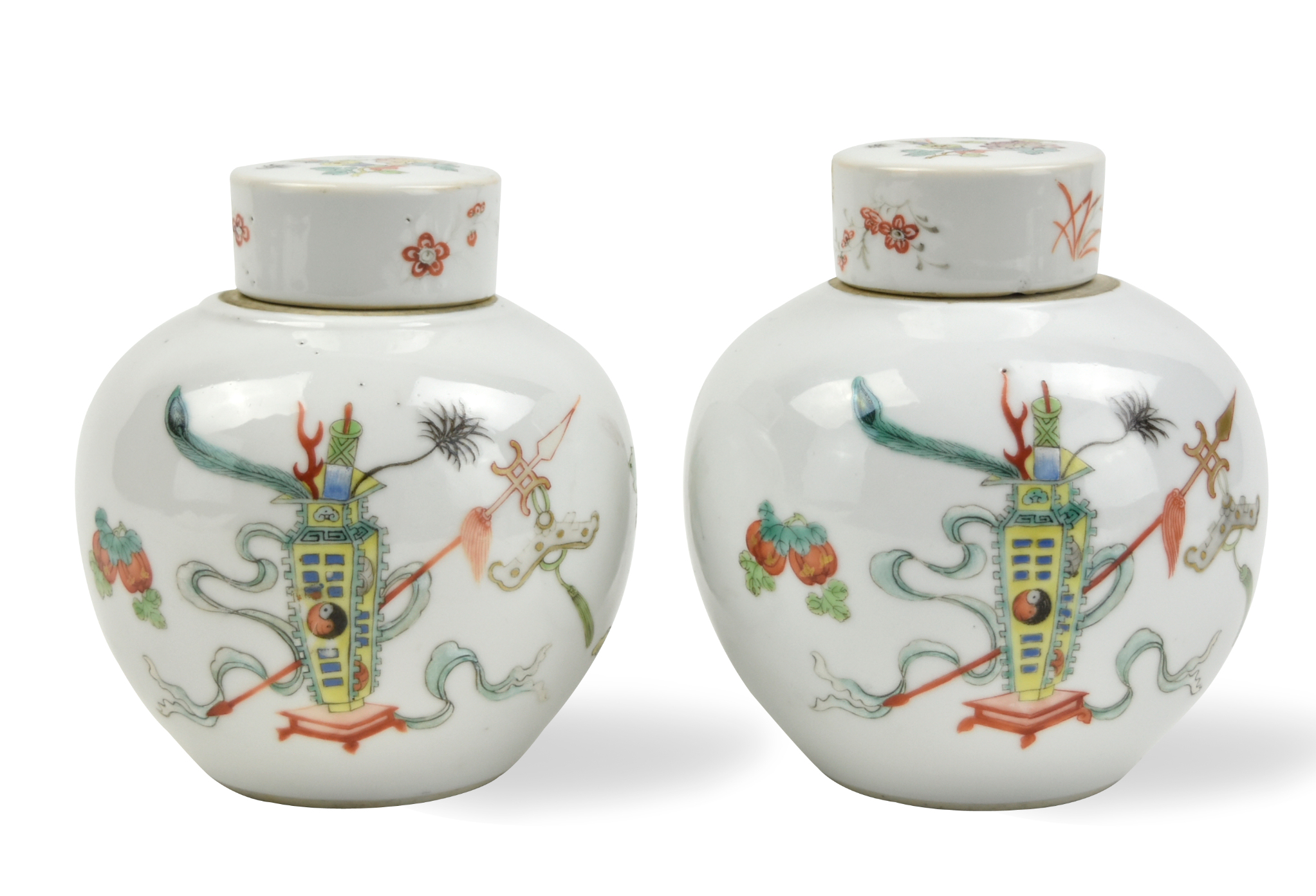 PAIR OF CHINESE FAMILLE ROSE JAR