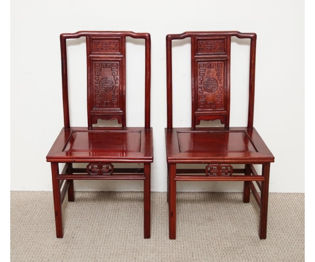 Pair of Chinese teak wood side