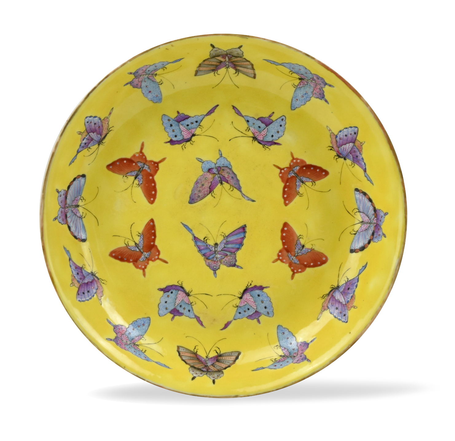 CHINESE IMPERIAL YELLOW BUTTERFLY PLATE  339605