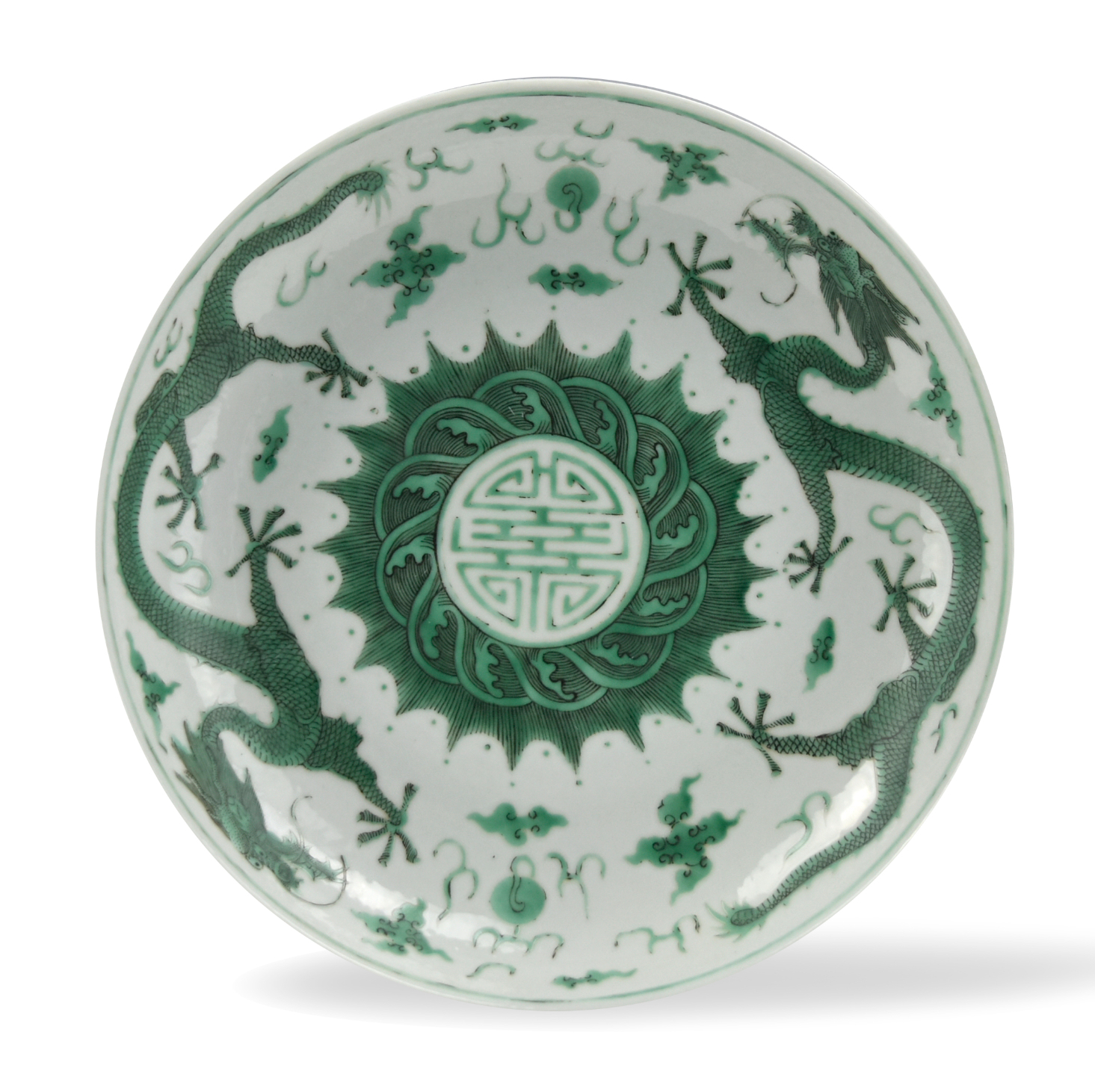 CHINESE IMPERIAL GREEN DRAGON PLATE,GUANGXU