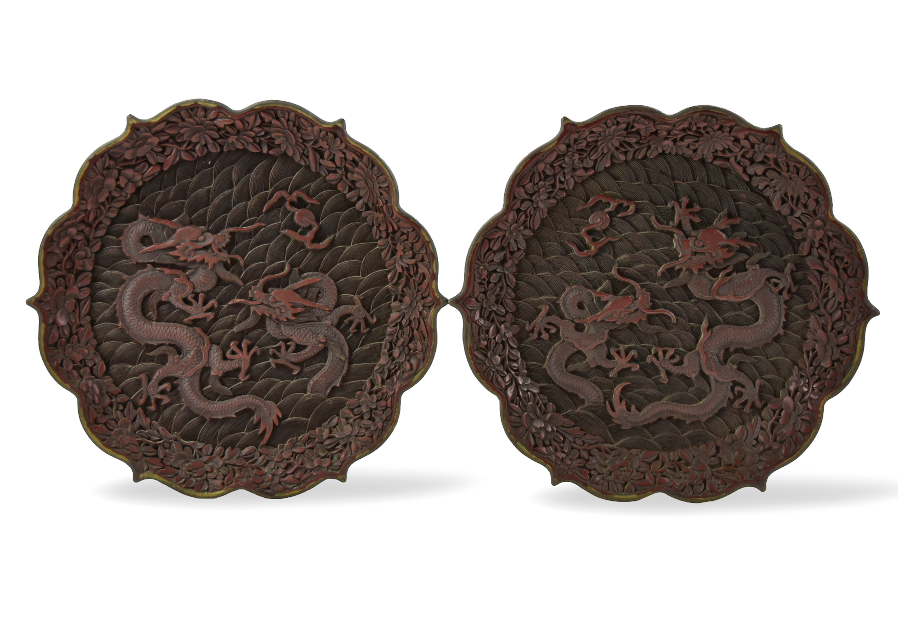 PAIR OF CHINESE RED LACQUER DRAGON 339646