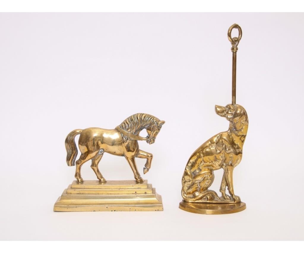 English brass door stop, late 19th