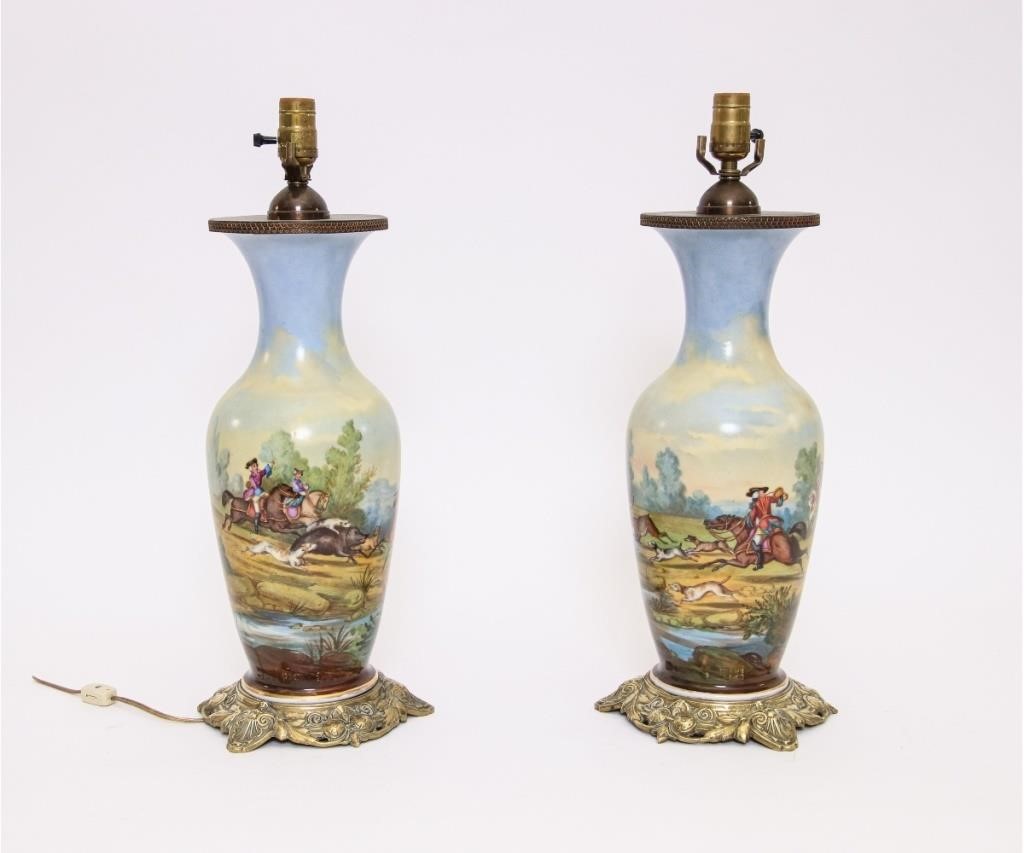 Pair of porcelain vases converted