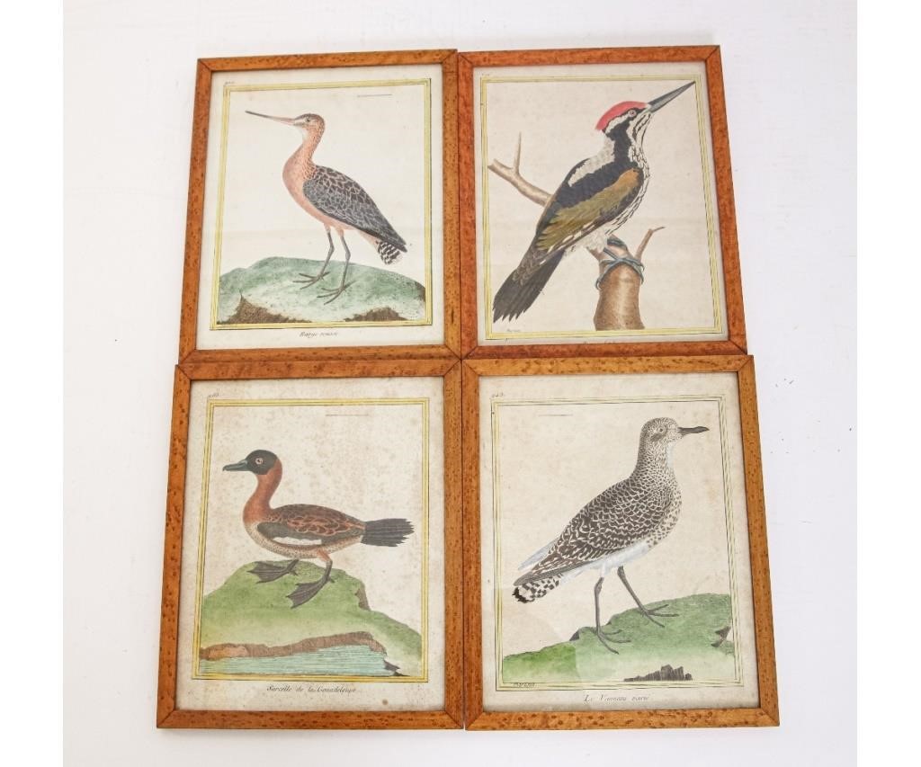 Set of four early French hand colored