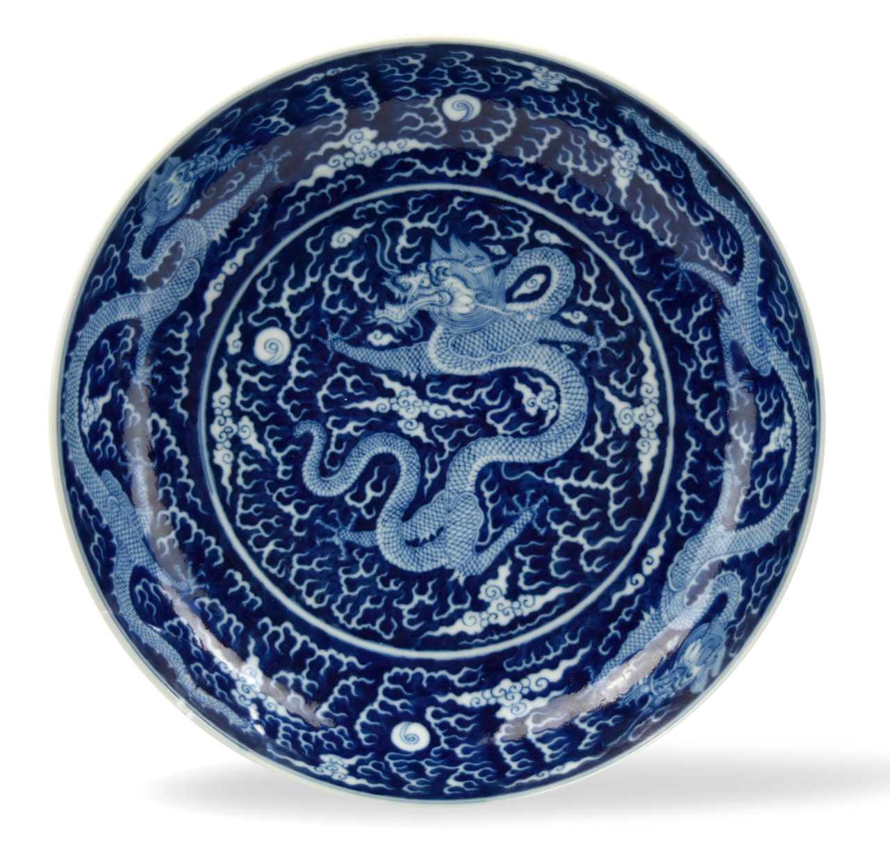 CHINESE IMPERIAL BLUE & WHITE DRAGON