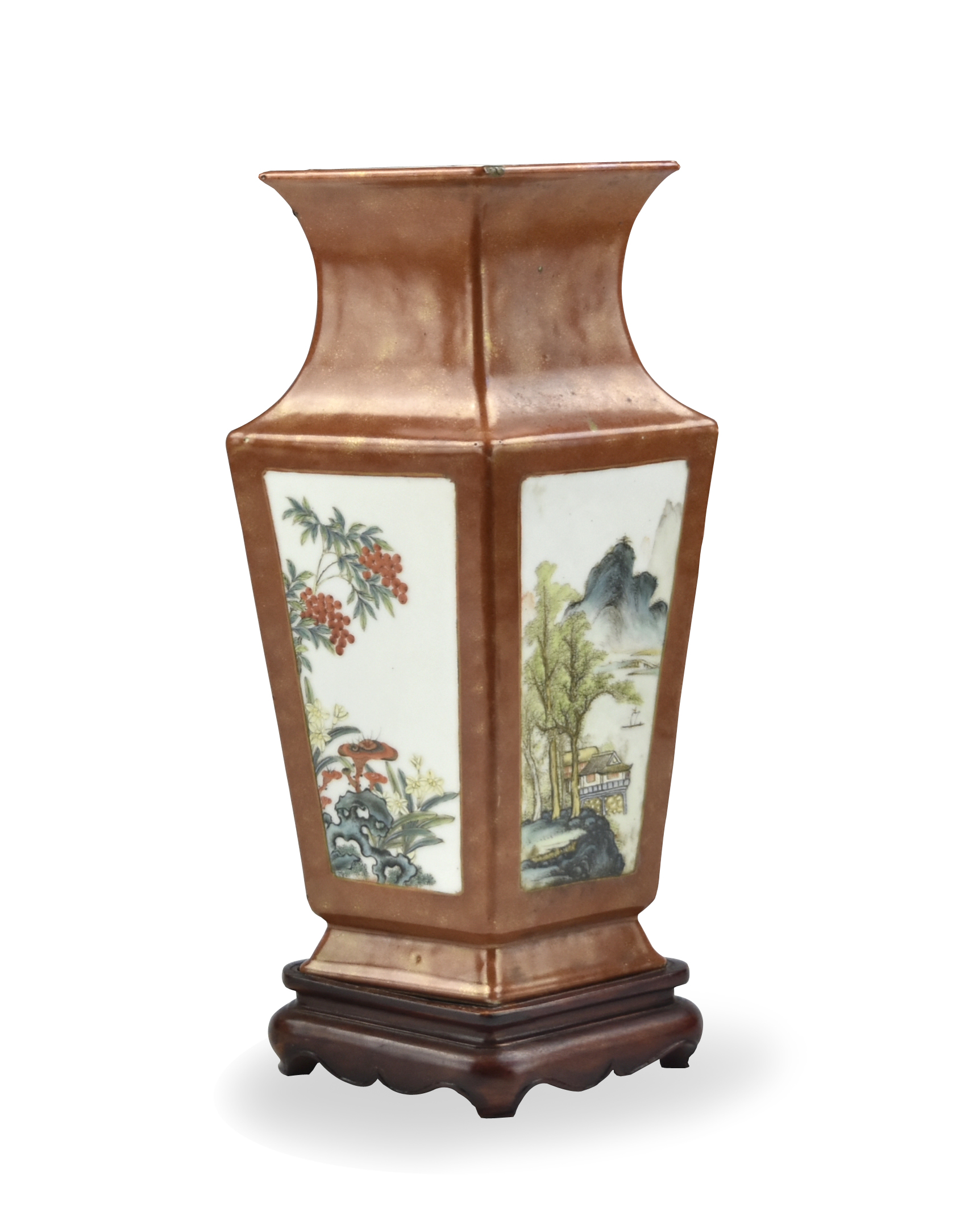 CHINESE GILT BROWN GLAZED FAMILLE