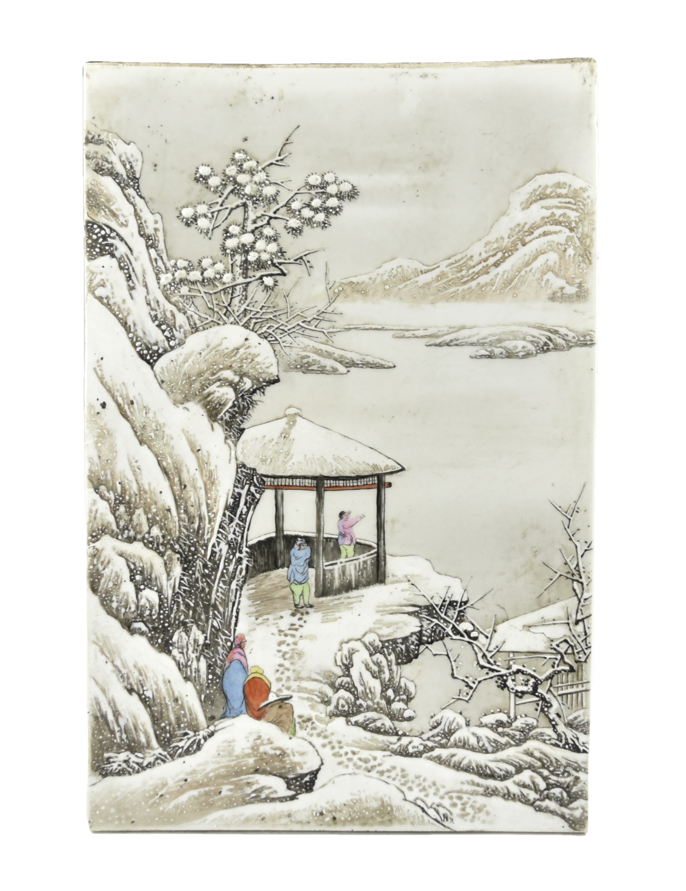 CHINESE PORCELAIN PLAQUE W SNOW 3396a3