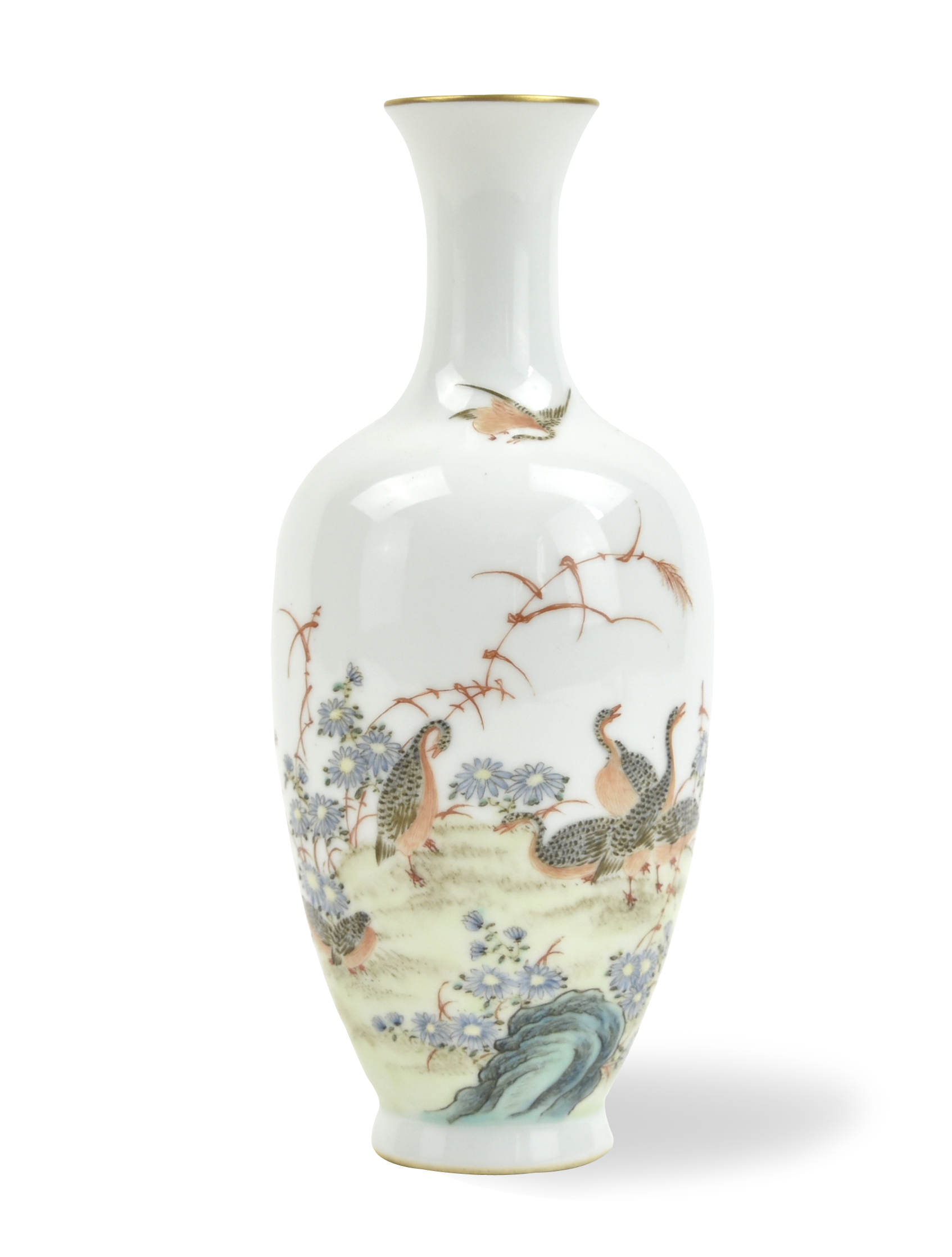 CHINESE FAMILLE ROSE "DUCK" VASE