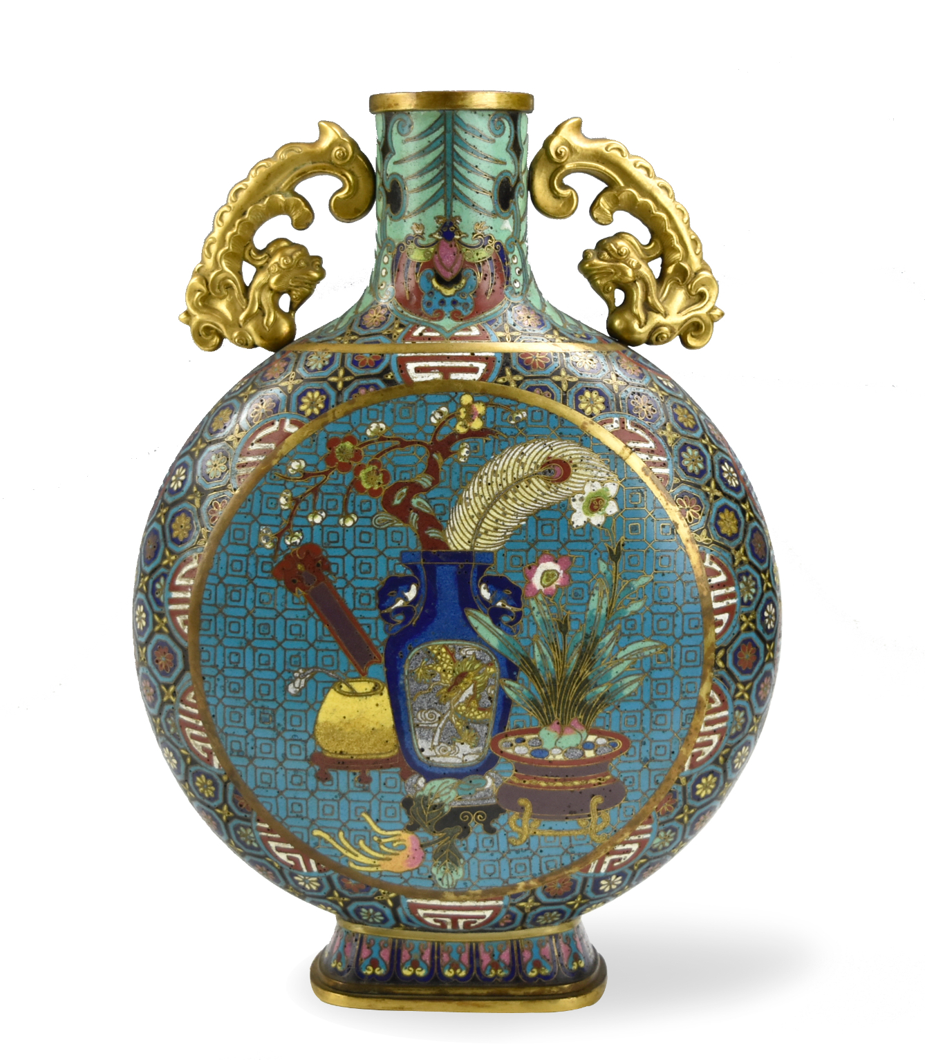 MAGNIFICENT CHINESE CLOISONNE MOONFLASK